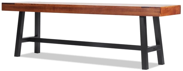 Alt view image 8 of 8 - Outdoor Bench, 63 inches Wood Garden Bench with Metal Leg for Outdoors, Outdoor Garden Park Bench, 500 lbs Load Capacity Bench, Dining Bench Patio Bench for Garden, Park, Yard, Front Porch