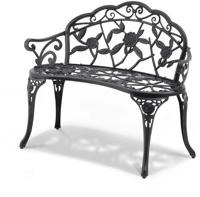 Alt view image 8 of 8 - Outdoor Bench, 38.8 inches Metal Garden Bench for Outdoors,480 lbs Load Capacity Bench, Outdoor Garden Park Bench with Backrest and Armrests, Patio Bench for Garden, Park, Yard, Front Porch