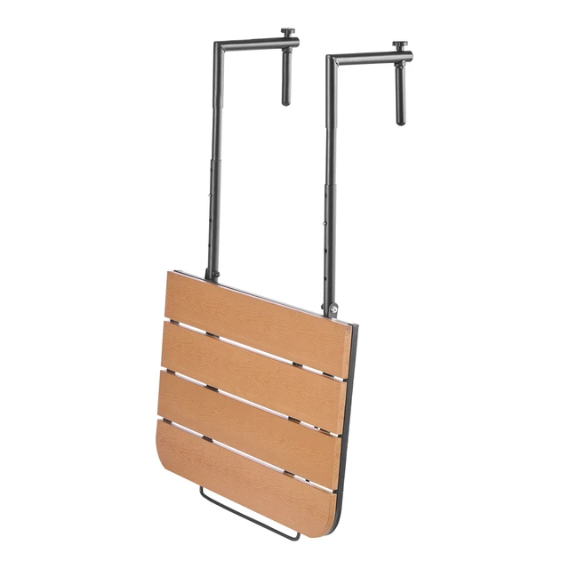 Alt view image 8 of 8 - Balcony Hanging Table, 25 x 24 in Folding Balcony Railing Table, Outdoor Balcony Bar Table for Railings, 4-Level Adjustable, Fit Railing from 1" to 5.5", Serving Table for Patio & Deck