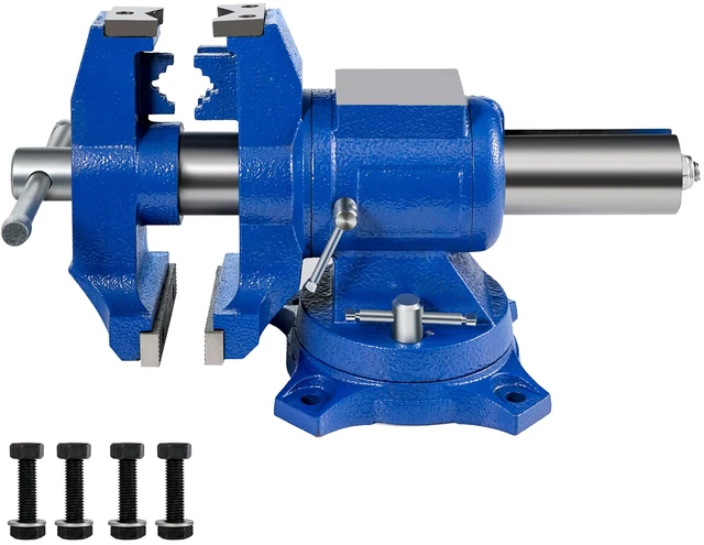 Alt view image 8 of 8 - 5" Heavy Duty Bench Vise, Double Swivel Rotating Vise Head/Body Rotates 360°,Pipe Vise Bench Vices 30Kn Clamping Force,for Clamping Fixing Equipment Home or Industrial Use