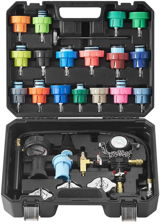 Alt view image 16 of 16 - 28 pcs Universal Radiator Pressure Tester Kit, Coolant Pressure Tester Kit with Manual Pump and Color-coded Test Caps, Coolant Vacuum Refill kit for Cars Motorcycles Trucks Cooling System