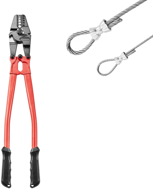 Alt view image 8 of 8 - 24" Hand Swager Cable Wire Rope Cutter Swage 1/16" 3/32" 1/8" 5/32" 3/16" Aluminum Sleeves Copper