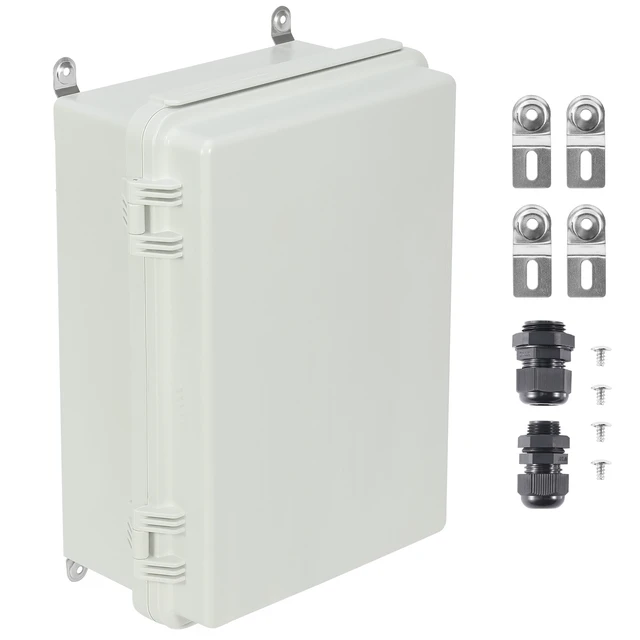 Alt view image 8 of 8 - Outdoor Electrical Junction Box, 11.81 x 7.87 x 7.08 in, ABS Plastic Electrical Enclosure Box with Hinged Cover Stainless Steel Latch, IP67 Dustproof Waterproof for Outdoor Electrical Projects