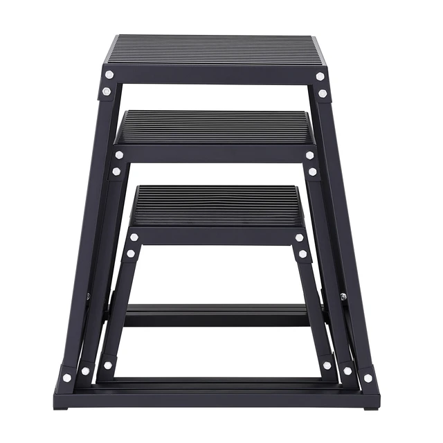 Alt view image 9 of 9 - Plyometric Jump Boxes, 12/18/24 Inch Plyo Box, Platform and Jumping Agility Box, Anti-Slip Fitness Exercise Step Up Box Set for Home Gym Training, Conditioning Strength Training, Black