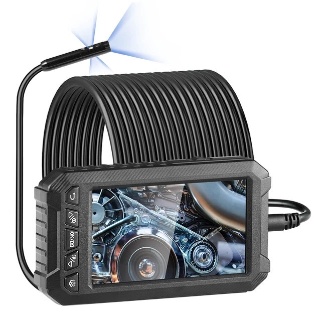 Alt view image 8 of 8 - Endoscope Camera with Light, Triple Lens Borescope with 49.2FT Semi-Rigid Cable, 5" Screen 1080P Inspection Camera, 8 + 2 LED Lights, IP67 Waterproof Snake Camera for Auto, Plumbing (32GB Card)