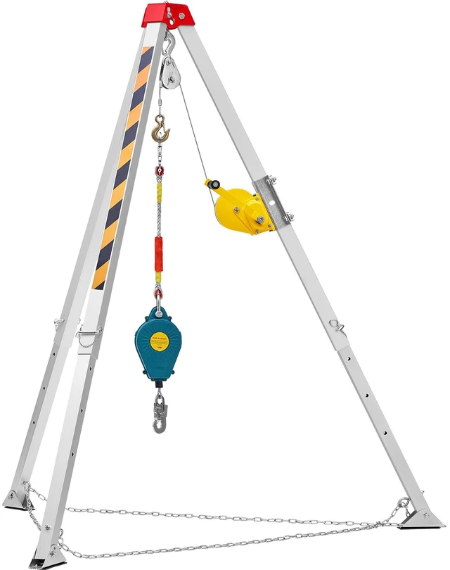 Alt view image 15 of 15 - VEVOR Confined Space Tripod Kit, Confined Space Tripod 7' Legs and 98' Cable, Confined Space Rescue Tripod 32.8' Fall Protection, 1200 lbs Winch, Harness, Storage Bag