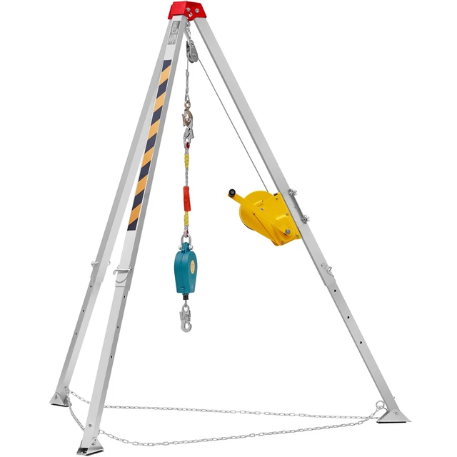 Alt view image 15 of 15 - VEVOR Confined Space Tripod Kit, Confined Space Tripod 8' Legs and 98' Cable, Confined Space Rescue Tripod 32.8' Fall Protection, 2600 lbs Winch, Harness, Storage Bag