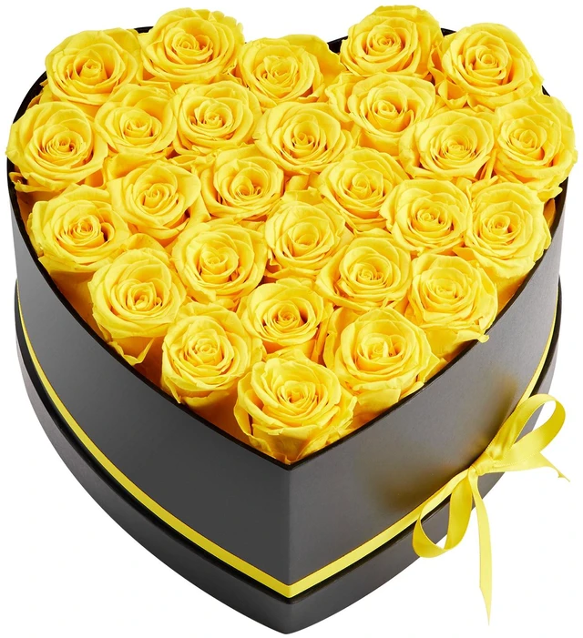 Alt view image 9 of 9 - Forever Flowers, 27 Preserved Roses in a Heart Shape Box, Eternal Flowers Immortal Bouquet Birthday Present for Women Her Wife Mothers, Anniversary, Valentine's Day,Christmas, Yellow