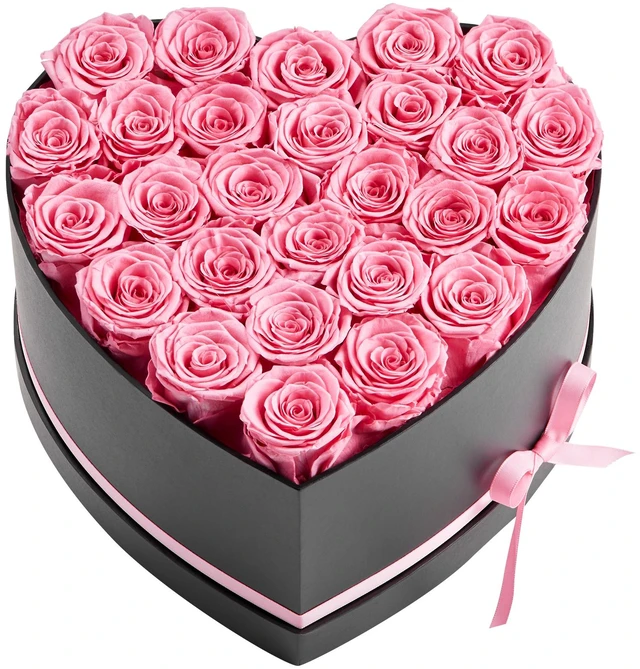 Alt view image 8 of 8 - Forever Flowers, 27 Preserved Roses in a Heart Shape Box, Eternal Flowers Immortal Bouquet Birthday Present for Women Her Wife Mothers, Anniversary, Valentine's Day,Christmas, Pink