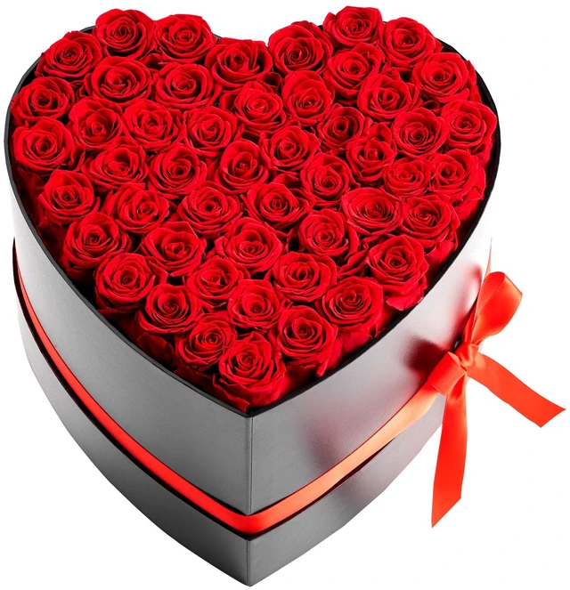 Alt view image 8 of 8 - VEVOR Forever Flowers, 50 Preserved Roses in a Heart Shape Box, Eternal Flowers Immortal Bouquet Birthday Present for Delivery Prime Women Her Wife Mothers, Anniversary, Valentine's Day,Christmas, Red