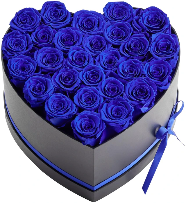 Alt view image 8 of 8 - Forever Flowers, 27 Preserved Roses in a Heart Shape Box, Eternal Flowers Immortal Bouquet Birthday Present for Women Her Wife Mothers, Anniversary, Valentine's Day,Christmas, Royal Blue