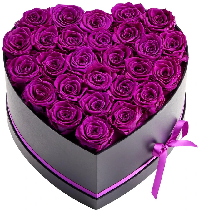 Alt view image 8 of 8 - Forever Flowers, 27 Preserved Roses in Heart Shape Box, Eternal Flowers Immortal Bouquet Birthday Present for Women Her Wife Mothers, Anniversary, Valentine's Day,Christmas, Purple
