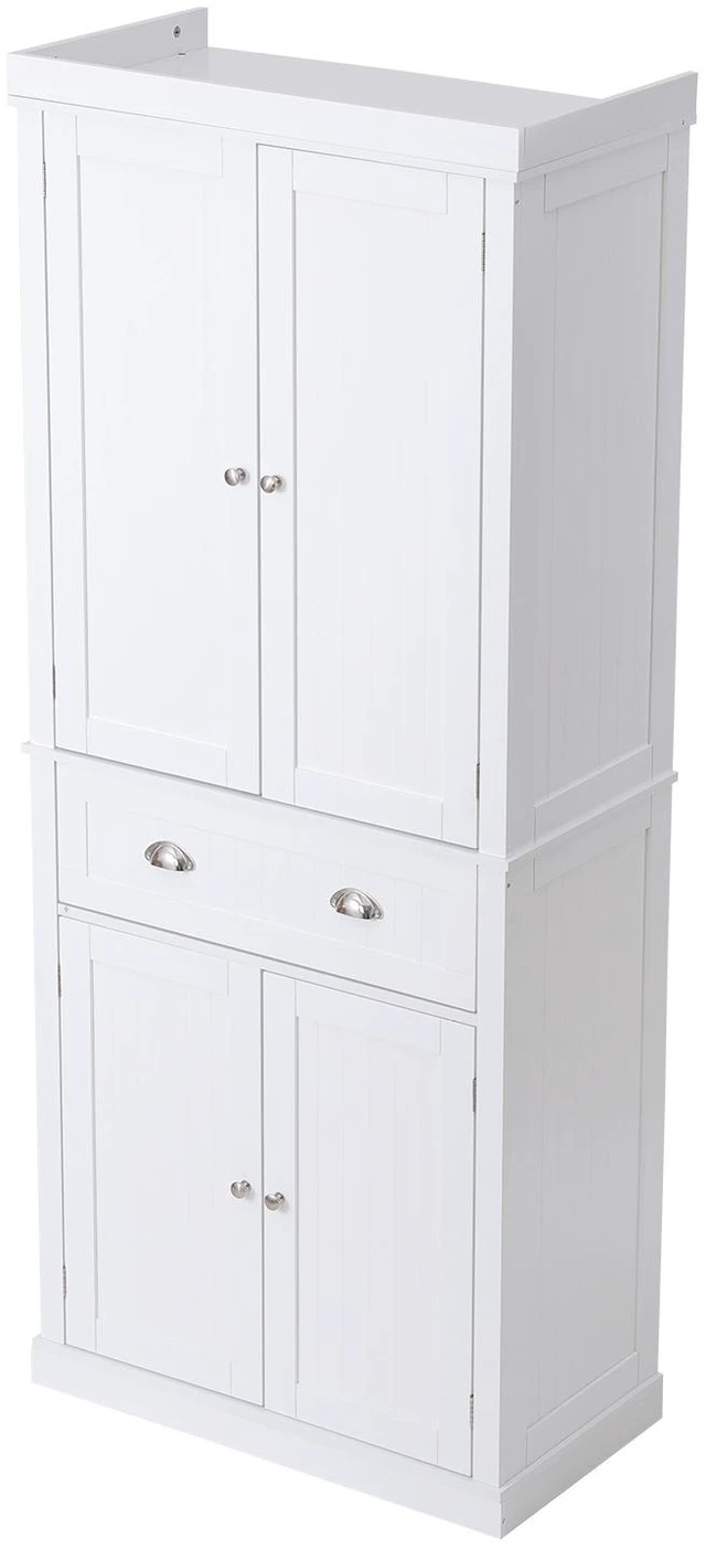 Alt view image 15 of 15 - 72" Kitchen Pantry Storage Cabinet, Freestanding Utility Cabinets with Doors, Drawer and 3 Adjustable Shelves, Tall Food Buffet Pantries for Kitchen, Living Room, Dinning Room, Laundry, White