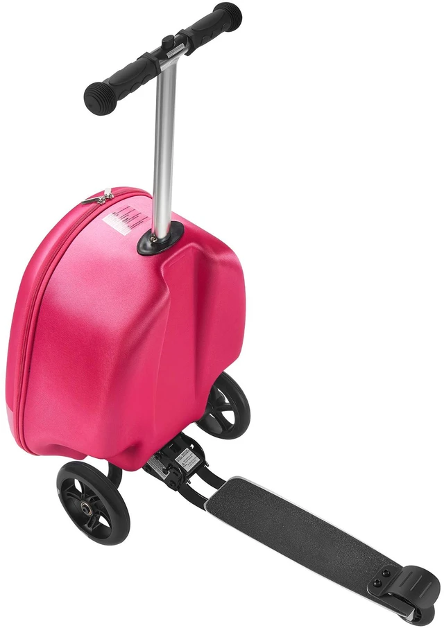 Alt view image 15 of 15 - VEVOR Ride-on Luggage 20-inch Kids Scooter Suitcase with Flash Wheels Pink