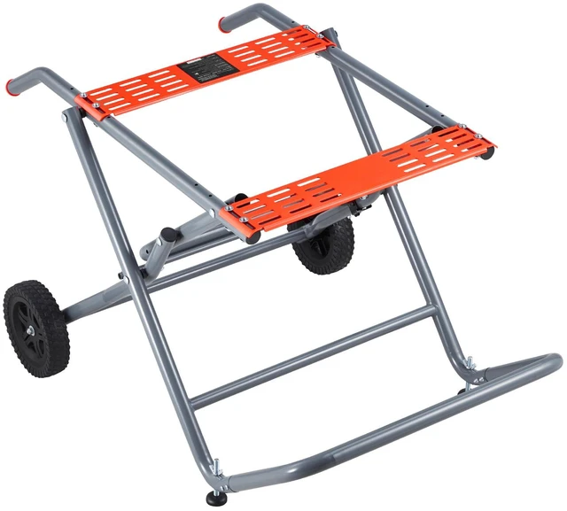 Alt view image 15 of 15 - Portable Table Saw Stand, 350 lbs Load Capacity, Rolling Foldable Table Saw Table with 8 Inches Rubber Wheels, Heavy Duty Construction, Easy Storage, Universal for Most Brands of Table Saws