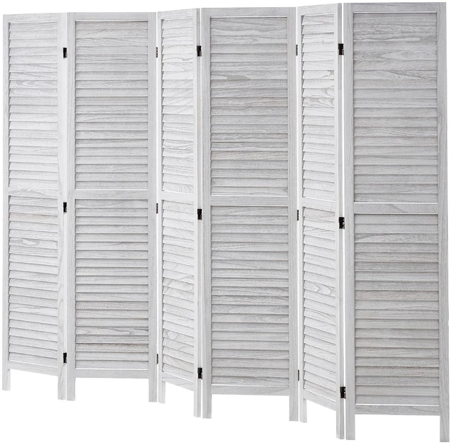Alt view image 10 of 10 - Wood Room Divider, 6 Panel Wood Folding Privacy Screen, 66.9 Inches Tall Indoor Louvered Wooden Partition, Portable Decoration Screen, for Room Separation, Home, Office, Restaurant & Bedroom