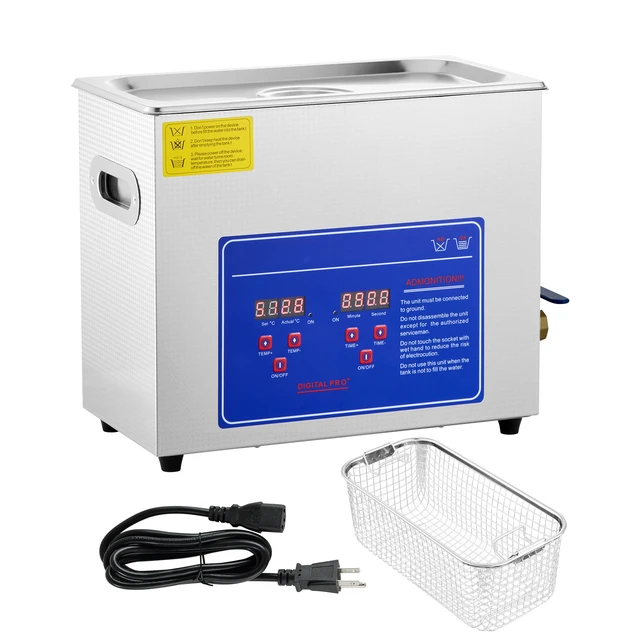Alt view image 8 of 8 - Sonic Cleaner with Digital Timer & Heater, Professional Ultra Sonic Jewelry Cleaner, Stainless Steel Heated Cleaning Machine for Glasses Watch Rings Small Parts Circuit Board (6L)