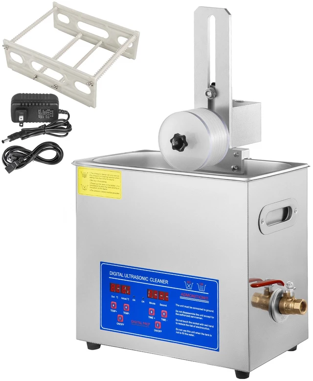 Alt view image 8 of 8 - Ultrasonic Cleaner 6L Ultrasonic Vinyl Cleaner 7-12 Inch 8 Records Ultrasonic Vinyl Cleaning Machine 180W Ultrasonic Records Cleaner with Drying Rack for Home Store