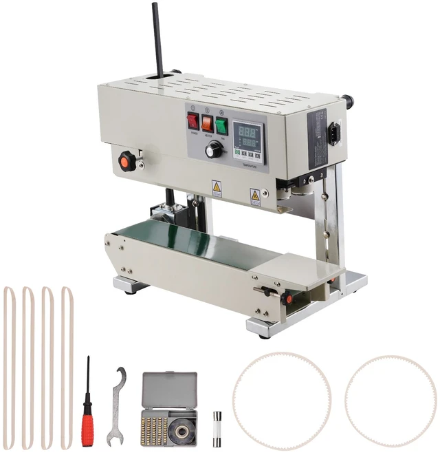 Alt view image 9 of 9 - Continuous Bag Band Sealing Machine, 0.24-0.47 in/6-12 mm Seal Width, Vertical Band Sealer Machine with Digital Temperature Control, Carbon Steel Bag Sealer for 0.02-0.8 mm Plastic Bags Films