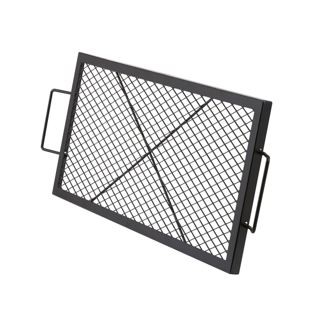 Alt view image 8 of 8 - X-Marks Fire Pit Grill Grate, Rectangle Cooking Grate, Heavy Duty Steel Campfire BBQ Grill Grid with Handle & Support X Wire, Portable Camping Cookware for Outside Party Gathering, 32 Inch Black