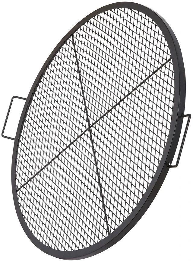 Alt view image 8 of 8 - X-Marks Fire Pit Grill Grate, Round Cooking Grate, Heavy Duty Steel Campfire BBQ Grill Grid with Handle and Support X Wire, Portable Camping Cookware for Outside Party & Gathering, 36 Inch Black