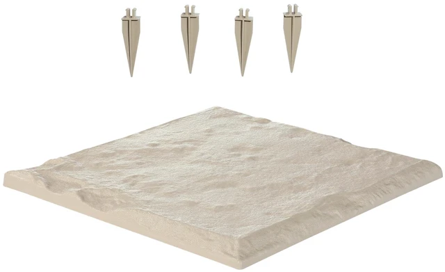 Alt view image 8 of 8 - Garden Stepping Stones, 16Pcs 15.5 x 15.5 in, Decorative Stepping Stones with Stakes, Weather-Resistant Plastic Pathway Pavers, Smooth Surface, Outdoor Walkway for Lawn Patio Landscape, Beige