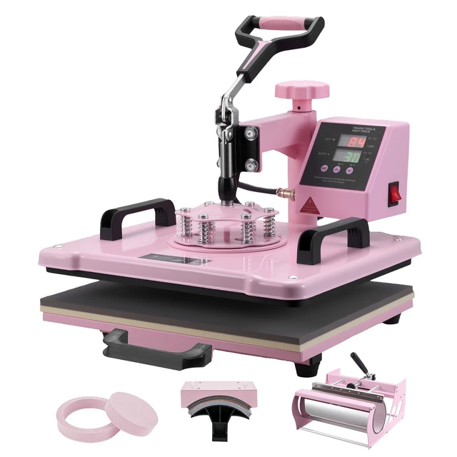 Alt view image 15 of 15 - Heat Press Machine, 12 x 15 inch, 5 in 1 Heat Transfer Machine with 30 oz Tumbler Press, 360° Swing Away T-Shirt Pressing, Digital Precise Control, for T-Shirts/Mugs/Hats/Plates, Pink