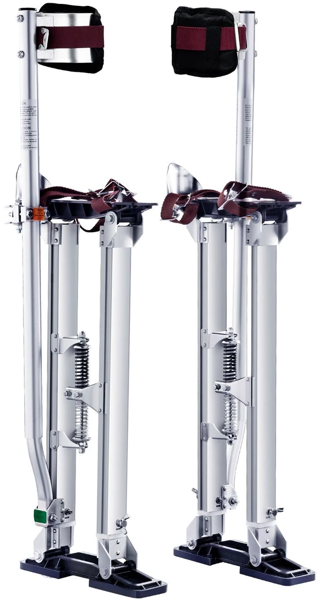 Alt view image 17 of 17 - Drywall Stilts, 24''-40'' Adjustable Aluminum Tool Stilts with Protective Knee Pads, Durable and Non-slip Work Stilts for Sheetrock Painting, Walking, Taping, Silver