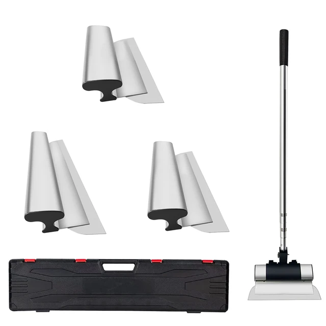 Alt view image 8 of 8 - Skimming Blade Set,25+40+60 cm Blades + 35"-78" Extension HandleEuropean Stainless Steel Construction Knife, Aluminum Blade Profile Smoothing Knockdown Spatula for Gyprock/Drywall/Wall-Boa