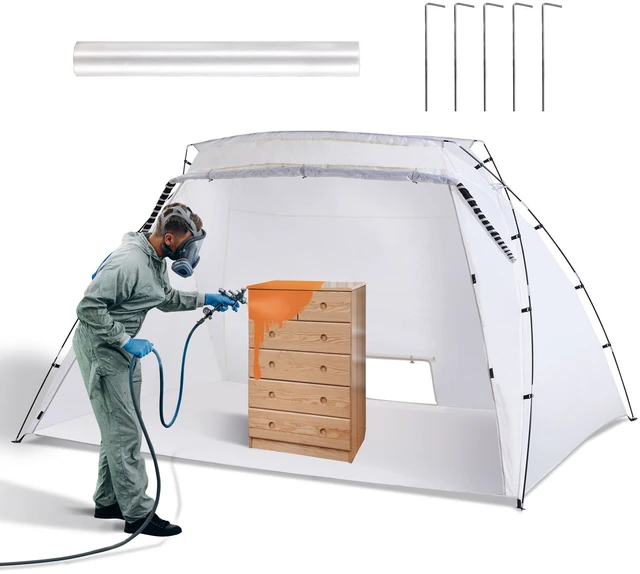 Alt view image 16 of 16 - VEVOR Portable Paint Booth, Larger Spray Paint Tent with Built-in Floor & Mesh Screen, Painting Tent Station for Furniture DIY Hobby Tool, 10x7x6ft Spray Paint Shelter