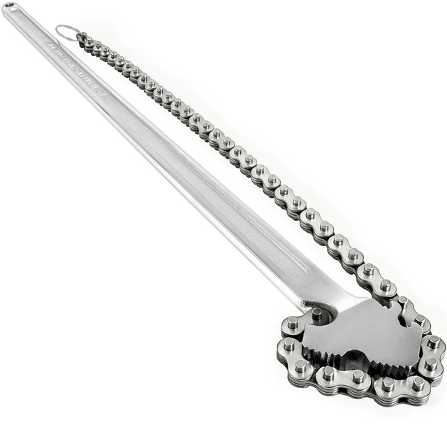 Alt view image 8 of 8 - 24inch Chain Wrench Carbon Steel Chain Pipe Wrench Heavy Duty 6.7 inch Diameter Capacity Chain Strap Filter Wrench