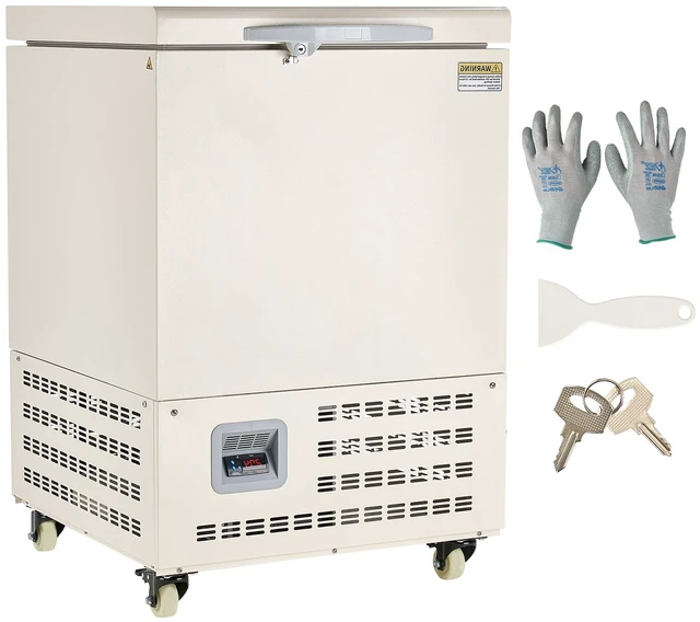 Alt view image 8 of 8 - Ultra Low Temperature Freezer, 58 L, 40 to 123 Adjustable Temp Range, with Rollers and Digital Display, 304 Stainless Steel Liner, Low Temperature Lab Freezer for Laboratory Samples Storage
