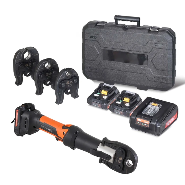 Alt view image 8 of 8 - Mini ProPress Tool, 18V Electric Pipe Crimping Tool for 1/2", 3/4", 1" Copper Pipes, Press Tool Kit with 3 Pro Press Jaws, 2pcs 18V 2AH Battery, Fast Charger & Carrying Case