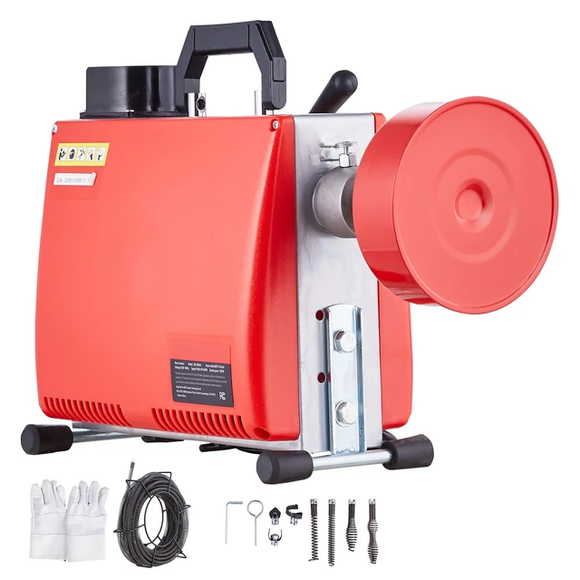 Alt view image 8 of 8 - 66FT x 5/8 Inch Drain Cleaner Machine, 250W Electric Sewer Snake Auger Manual Feed - with 7 Cutters, 2 Steel Cables (66' x 5/8" and 15' x 3/8")& CW/CCW Control for 1.6" to 4" Pipes