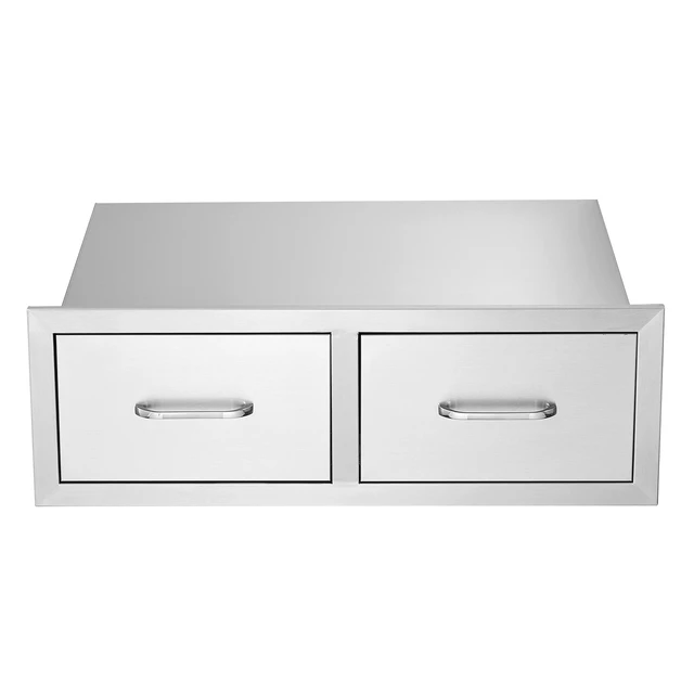 Alt view image 8 of 8 - Outdoor Kitchen Drawers 30\" W x 10\" H x 20\" D, Horizontal Double BBQ Access Drawers Stainless Steel with Handle, BBQ Island Drawers for Outdoor Kitchens or Patio Grill Station