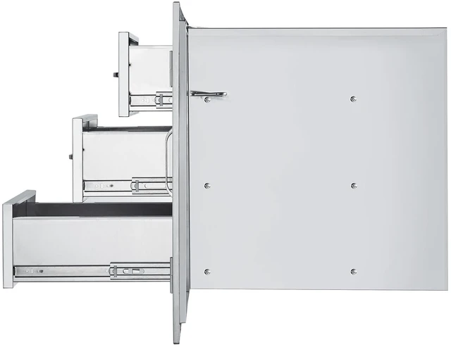 Alt view image 8 of 8 - Outdoor Kitchen Door Drawer Combo 38.1\'\'W x 22.6\'\'H x 20.8\'\'D, BBQ Access Door/Triple Drawers Combo with Stainless Steel Handles, Perfect for BBQ Island Patio Grill Station