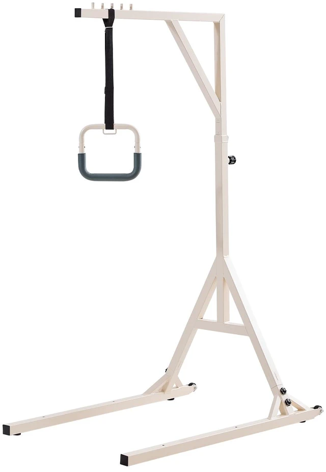 Alt view image 8 of 8 - Trapeze Bar for Bed Mobility, Height-Adjustable Bed Trapeze with 2 Casters, 350LBS Weight Capacity Heavy Duty Pull Up Trapeze Bar with Floor Stand for Elderly, Disabled, Bedridden Patients