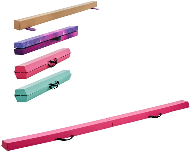 Alt view image 8 of 8 - VEVOR 8FT Folding Gymnastic Balance Beam for Kids with Carry Bag for Home Pink
