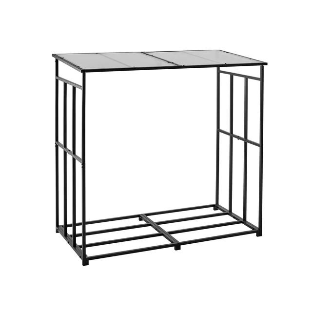 Alt view image 9 of 9 - Firewood Rack with Sloped Roof, 4 ft Outdoor Firewood Holder, 1/4 Cord Log Storage Shed, 660lb Max Weight Capacity, Powder-Coated Metal Wood Storage Rack for Fireplace Deck Backyard Garden