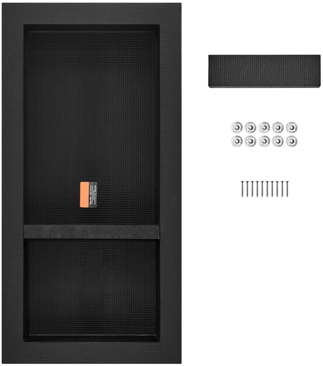 Alt view image 15 of 15 - Shower Niche Ready for Tile 16" x 32", Double Shelf Organizer, Square Corners Wall-inserted Niche Recessed, Sealed Protection Modern Soap Storage Niche for Shower Bathroom, Black