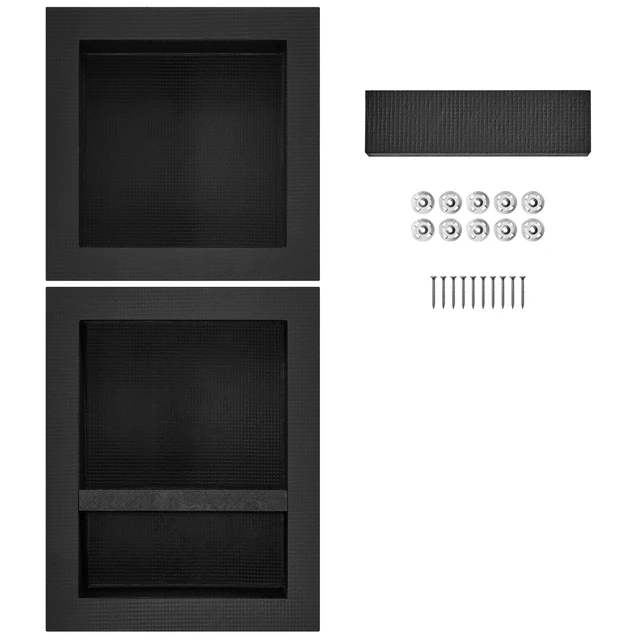 Alt view image 15 of 15 - Shower Niche Ready for Tile 16" x 16" & 16" x 20", Triple Shelf Organizer, Square Corners Wall-inserted Niche Recessed, Sealed Protection Modern Soap Storage Niche for Shower Bathroom, Black