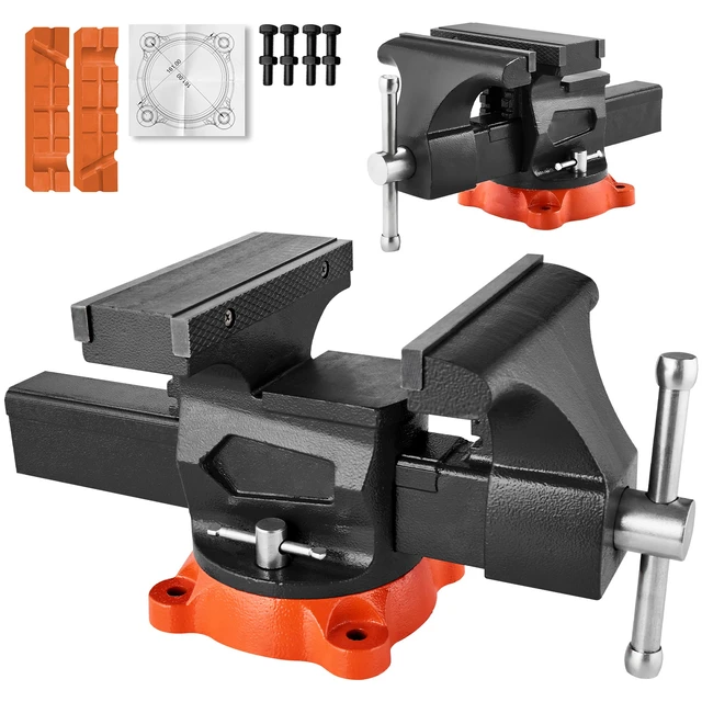 Alt view image 8 of 8 - Bench Vise, 8" Jaw Width, 8" Max Jaw Opening Multipurpose Vise with 360° Swivel Locking Base, 3.7" Throat Depth, Heavy Duty Ductile Iron Workbench Vise, Two-Way Jaws for Clamping Round Pipes