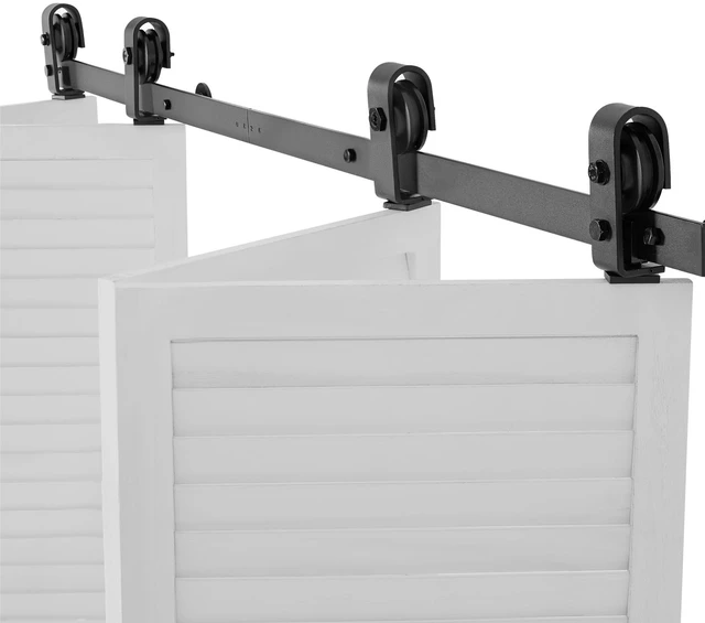 Alt view image 8 of 8 - Bi-Folding Sliding Barn Door Hardware Track Kit, 76" Top Mount Track Kit, Slide Smoothly & Quietly, Heavy Duty, Easy to Install, Suitable for Four 18" Closet Pantry Laundry Doors (Not Included)