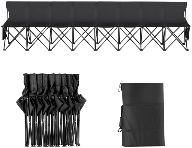Alt view image 8 of 8 - VEVOR 8 Seat Portable Folding Sport Bench Outdoor Camping Chair with Carry Bag