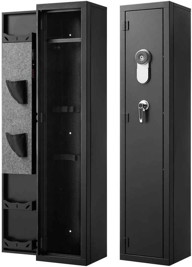 Alt view image 15 of 15 - Gun Safe, Heavy Duty Cold-Rolled Steel Fireproof Rifle Cabinet with Fingerprint, Digital Keypad & Key, Large Long Gun Cabinet with Magazine and LED, Adjustable Racks for Rifles, Pistols, Shotgun