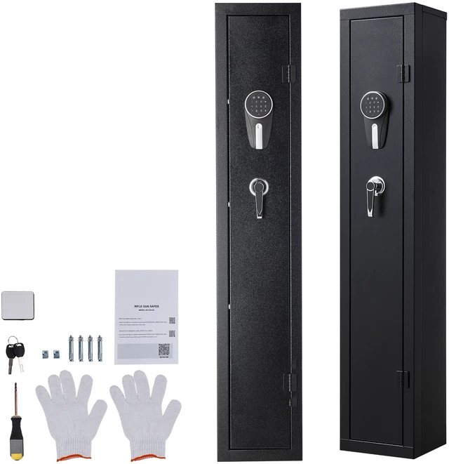 Alt view image 8 of 8 - Gun Safe, Heavy Duty Cold-Rolled Steel Fireproof Rifle Cabinet with Digital Keypad & Key, Large Long Gun Cabinet with Magazine and LED Lighting, Adjustable Racks for Rifles, Pistols, Shotgun