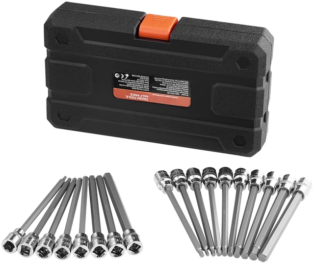 Alt view image 8 of 8 - Extra Long Allen Hex Bit Socket Set, 18-Piece 3/8 inch Drive, S2 Alloy Steel and Cr-V Steel, Standard SAE and Metric 1/8-Inch-3/8-Inch, 3-12mm, with Enhanced Storage Case, for Mechanics