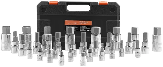 Alt view image 8 of 8 - Hex Bit Socket Set, 32-Piece, S2 Alloy Steel and Cr-V Steel, Standard SAE and Metric, 1/4 in, 3/8 in, and 1/2 in Drives, with Enhanced Storage Case, Allen Socket Set for Mechanics, Auto Repair