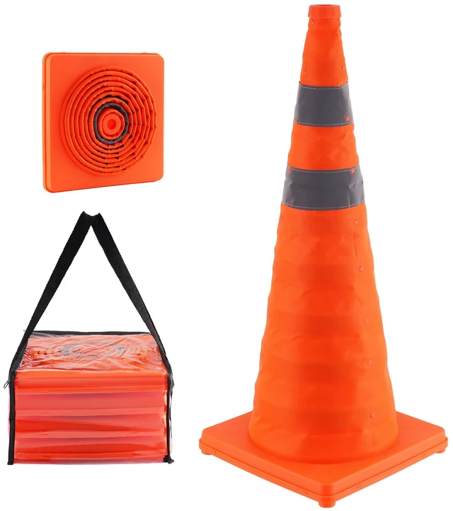 Alt view image 8 of 8 - VEVOR Safety Cones, 4 Pack 28 inch Collapsible Traffic Cones, Construction Cones with Reflective Collars, Wide Base and A Storage Bag, for Traffic Control, Driving Training, Parking Lots