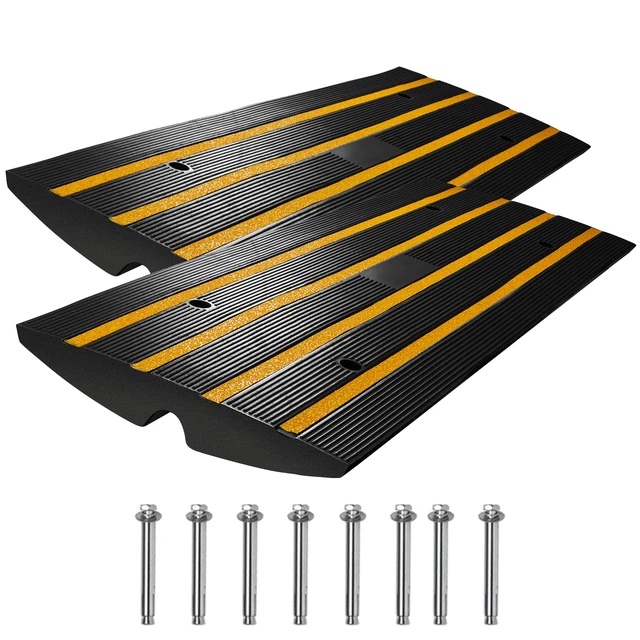 Alt view image 15 of 15 - Curb Ramp, 2 Pack, 2.6" Rise, Rubber Driveway Ramps, Heavy Duty 33069 lbs Weight Capacity Threshold Ramp, Curbside Bridge Ramps for Loading Dock Garage Sidewalk, Expandable Full Ramp Set